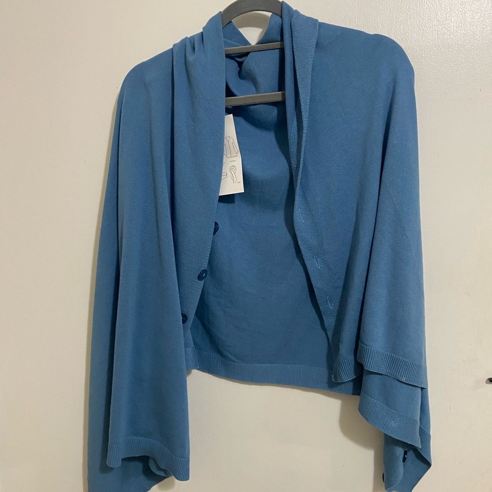 NWT blue Cardigan cape shrug scarf versatile piece